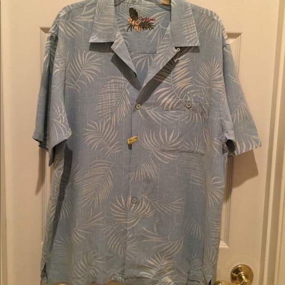 Caribbean Other - Blue Hawaiian Print Shirt Men’s Size L